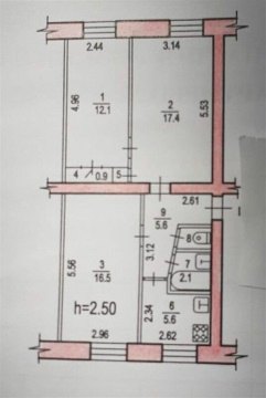 3-к квартира, 2/5 эт., 61м²